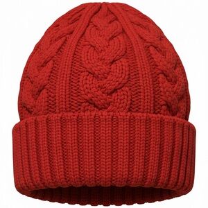 Chunky Cable Knit Beanie - Red